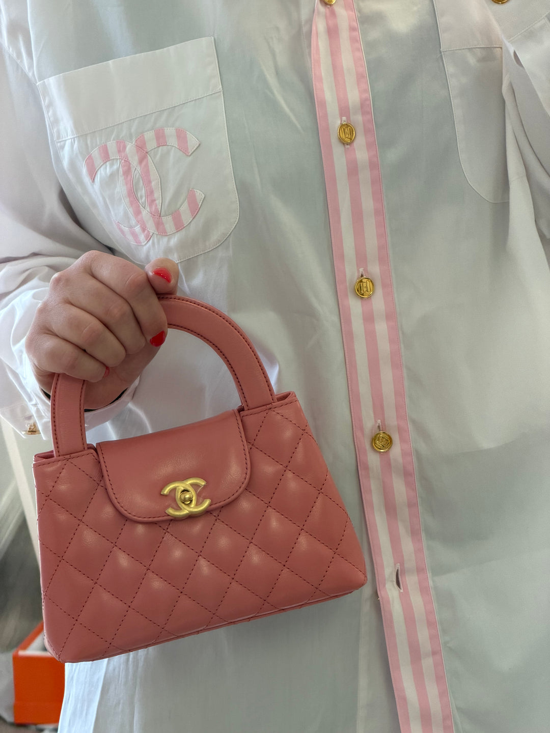 Chanel 23K Pink Aged Calfskin Mini Kelly