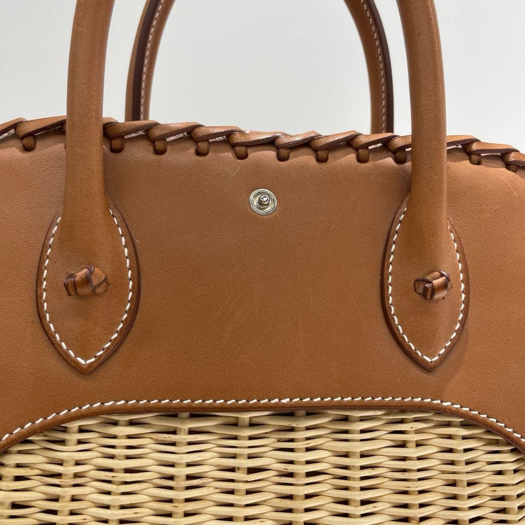 Hermes 2016 Picnic Bolide 25 Fauve Barenia & Osier Wicker Bag