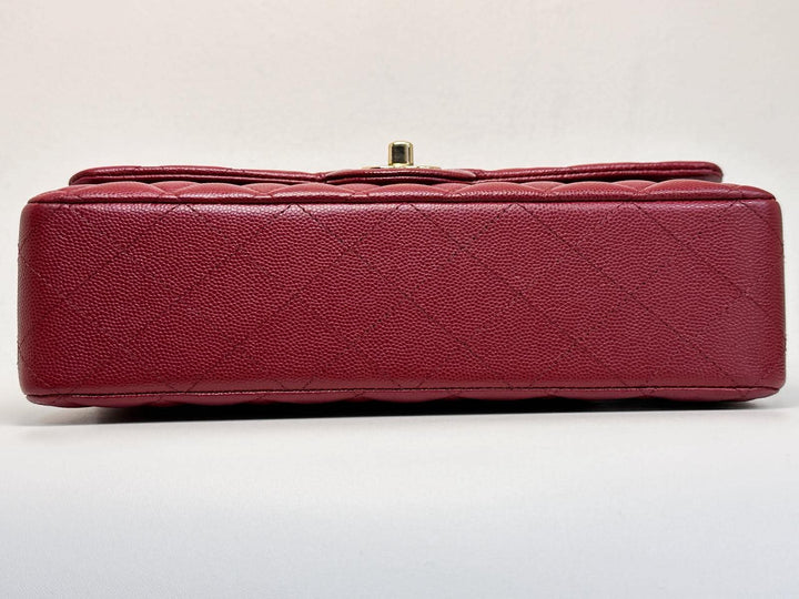 Chanel Classic Medium Double Flap Burgundy Caviar Gold Hardware 2019