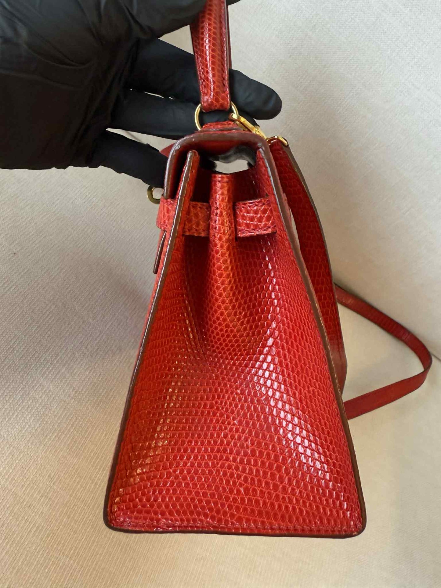 Hermes Vintage Red Lizard Kelly Sellier 20