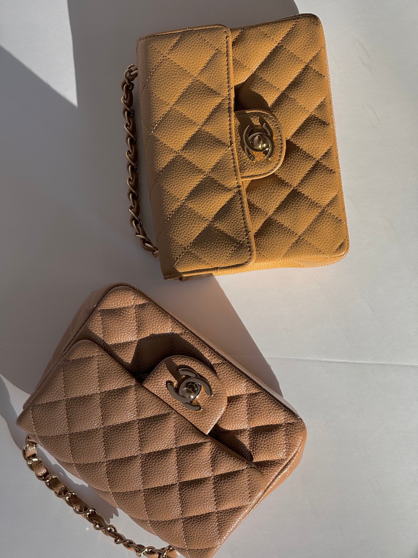 Chanel Dark Beige Vintage Mini Caviar Square Flap Bag