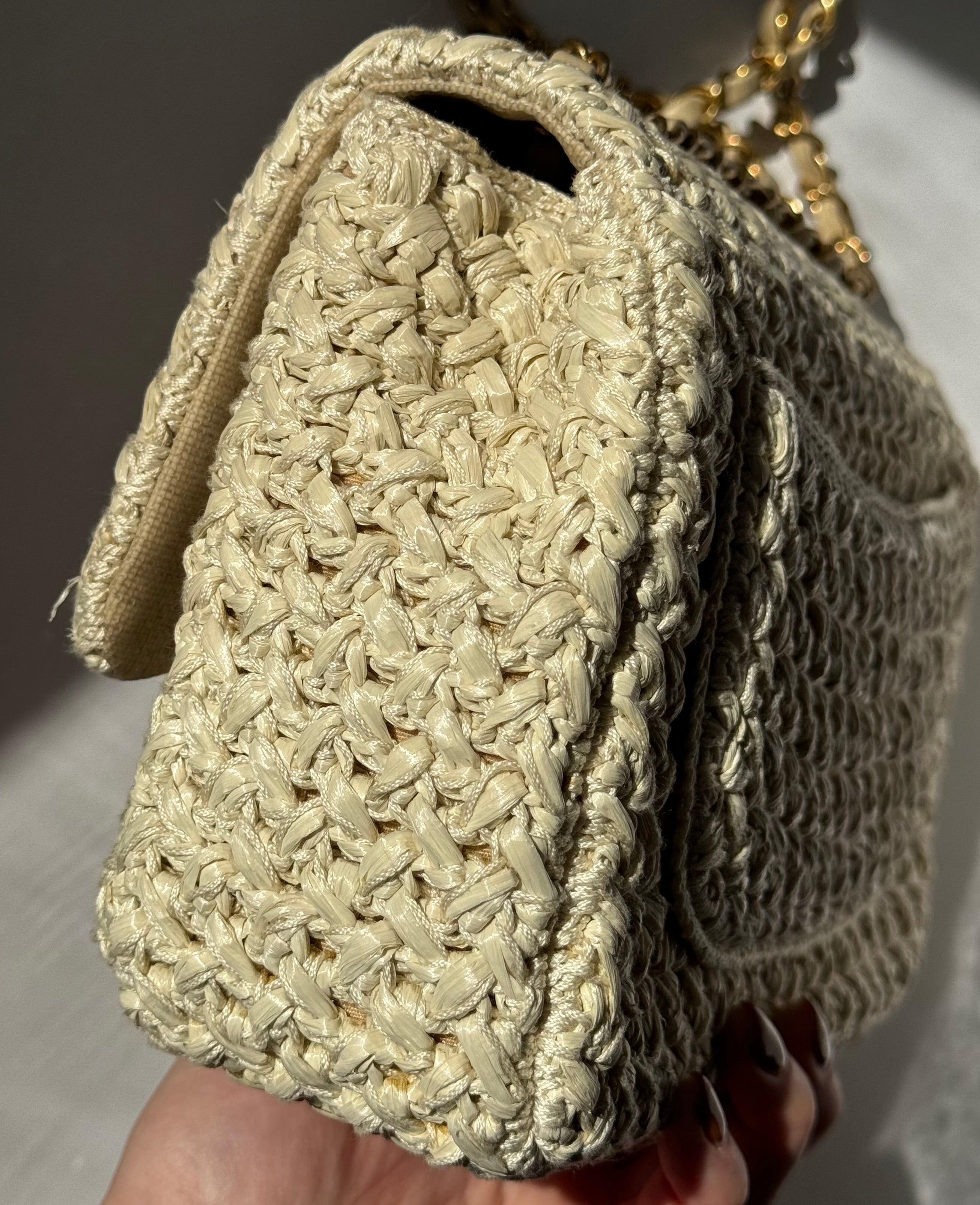 Chanel Raffia Crochet Flap Tan Matte Gold Hardware 18C – Its A Luv
