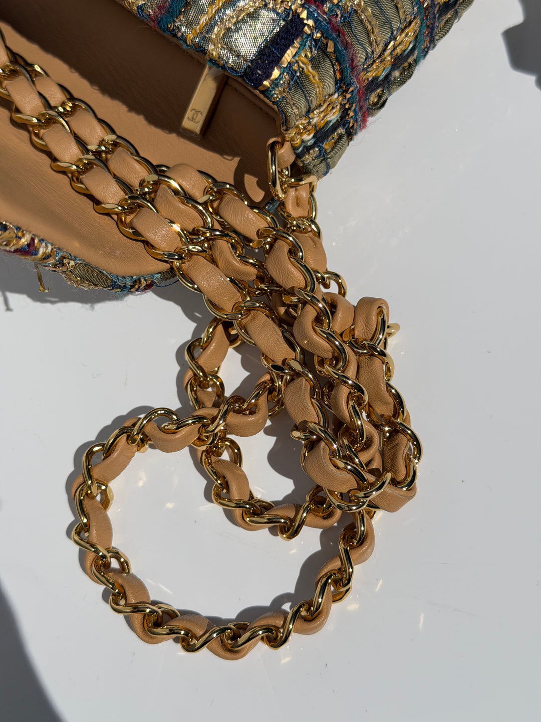 Chanel 19A Egyptian Mini Rectangular Flap Multicolor Tweed with Gold Hardware 2019