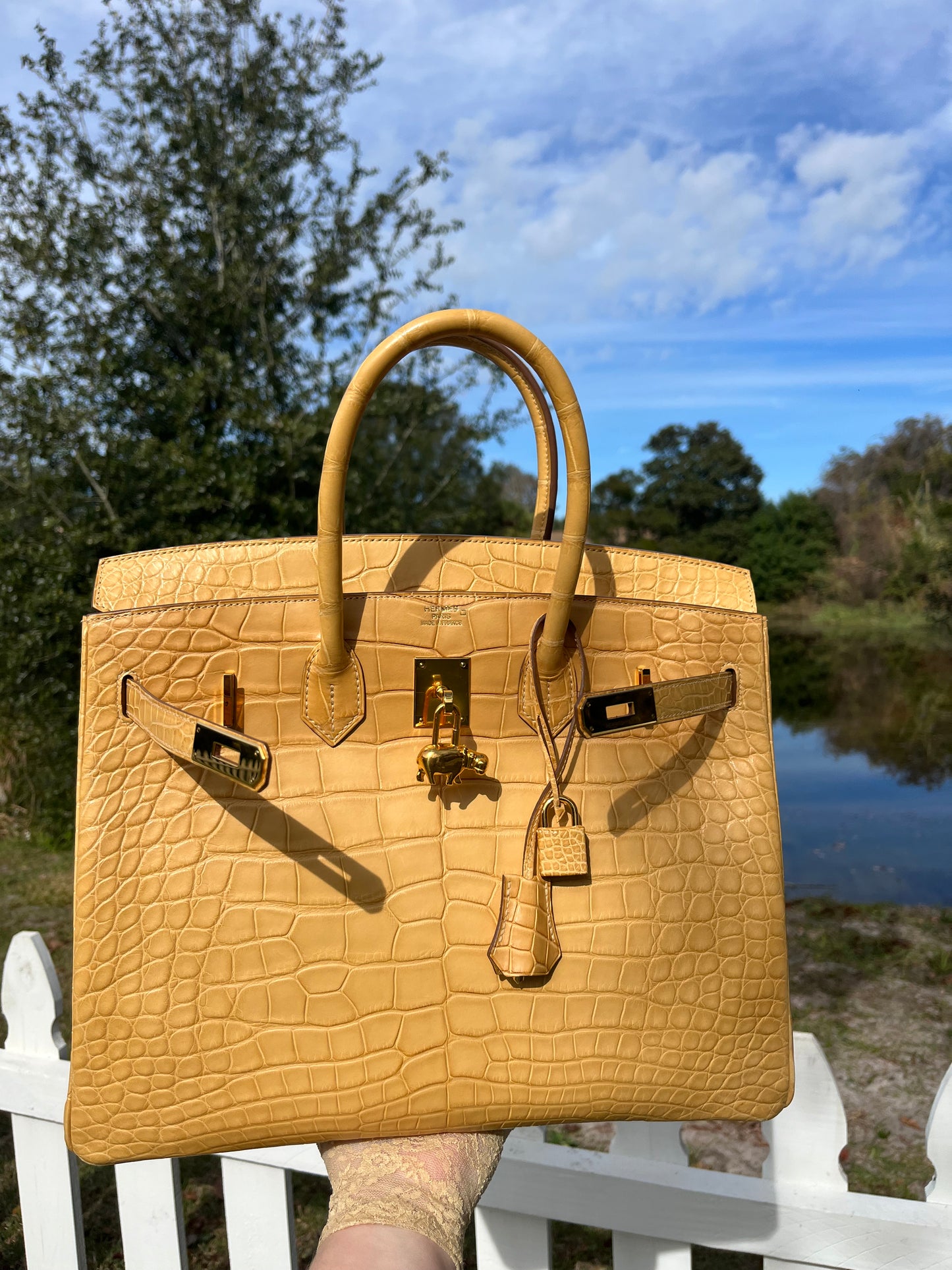 Hermes Poussiere Matte Croc Birkin 35 GHW