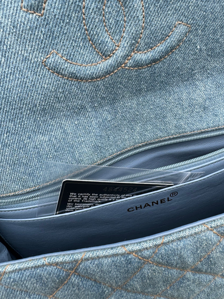 Chanel 1990s Vintage Denim Tortoise Flap Bag