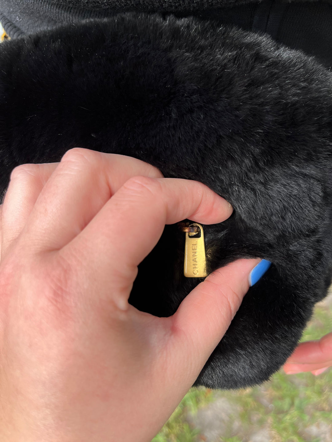 Rare Vintage Chanel Rabbit Lapin Fur Muff Bag Hand Warmer