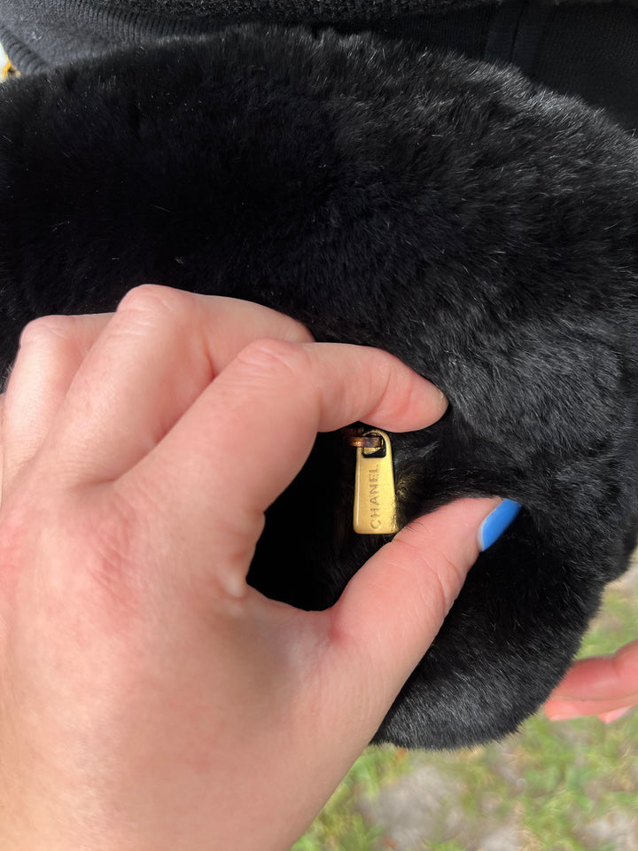 Rare Vintage Chanel Rabbit Lapin Fur Muff Bag Hand Warmer