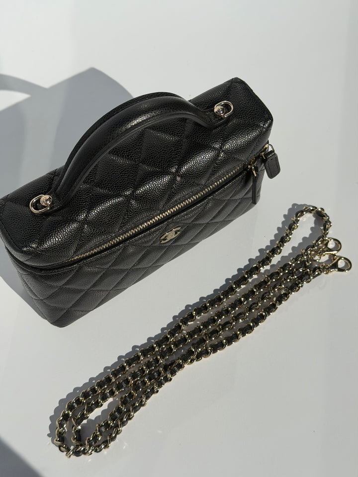 Chanel 25C Black LP Caviar Slim Vanity Bag