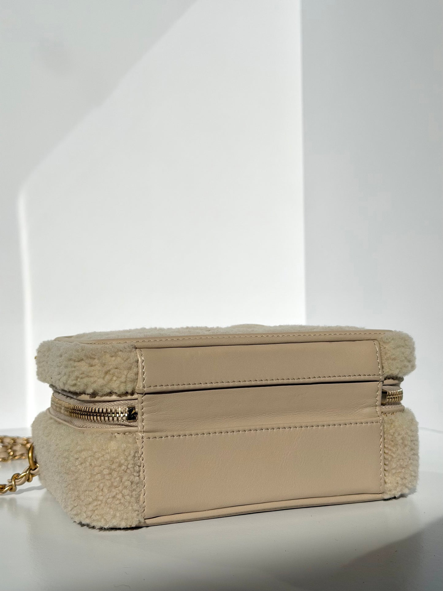 Chanel Small Nude Filigree Shearling Vanity Case