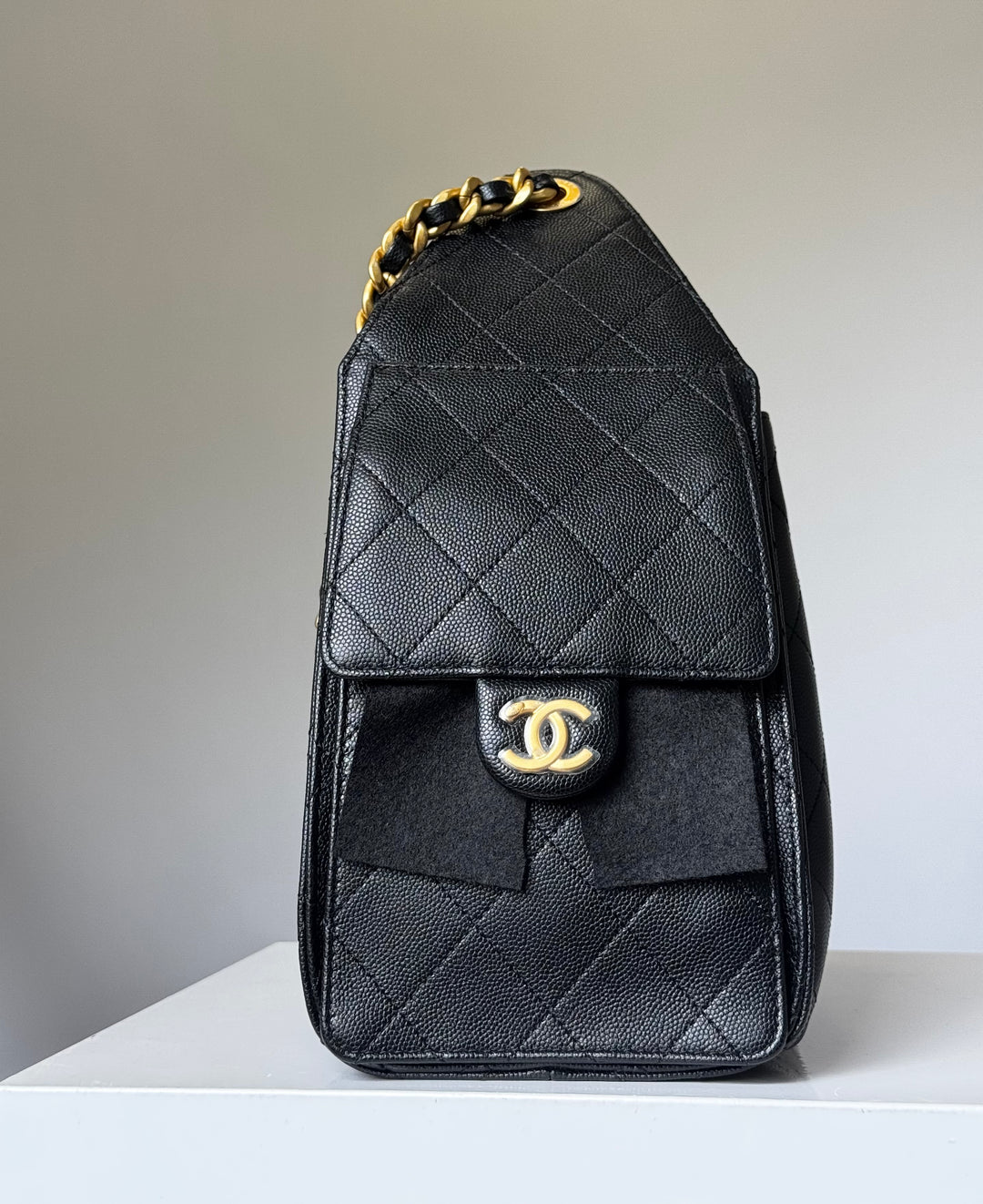 Chanel 25 Black Small Caviar Hobo Bag