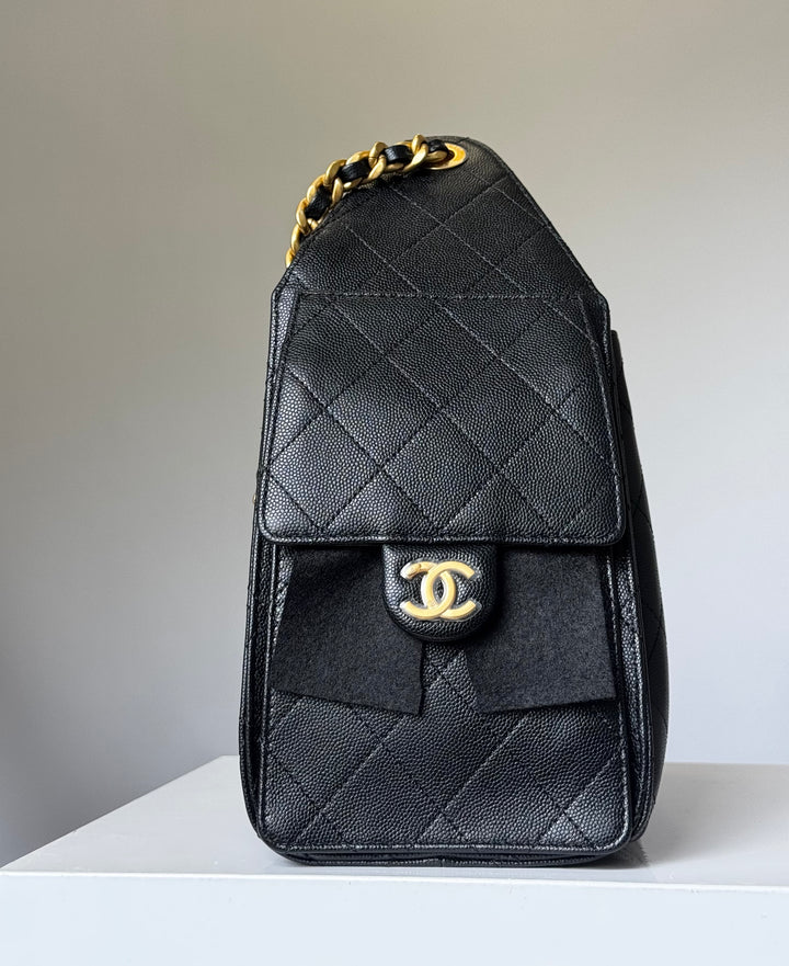 Chanel 25 Black Small Caviar Hobo Bag