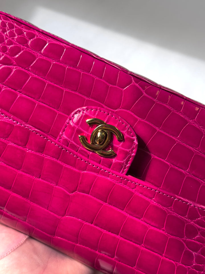 Chanel Fuchsia Alligator Medium Classic Flap Bag