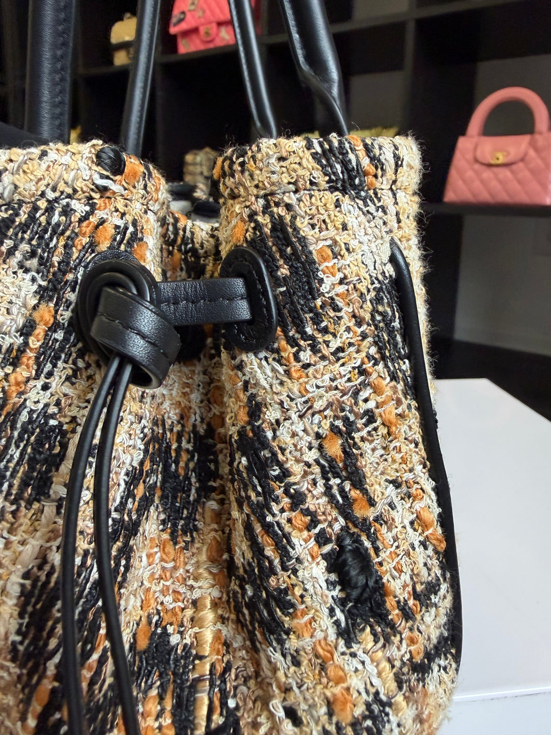 Chanel Small Shopping Bag Brown Black & White Leopard Tweed & Calfskin Gold Tone Hardware 2026