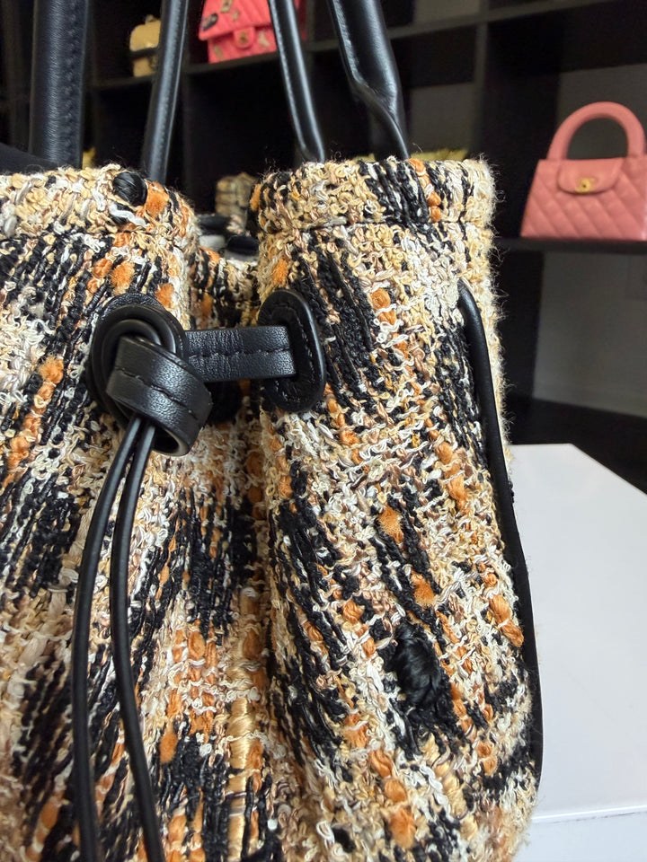 Chanel Small Shopping Bag Brown Black & White Leopard Tweed & Calfskin Gold Tone Hardware 2026
