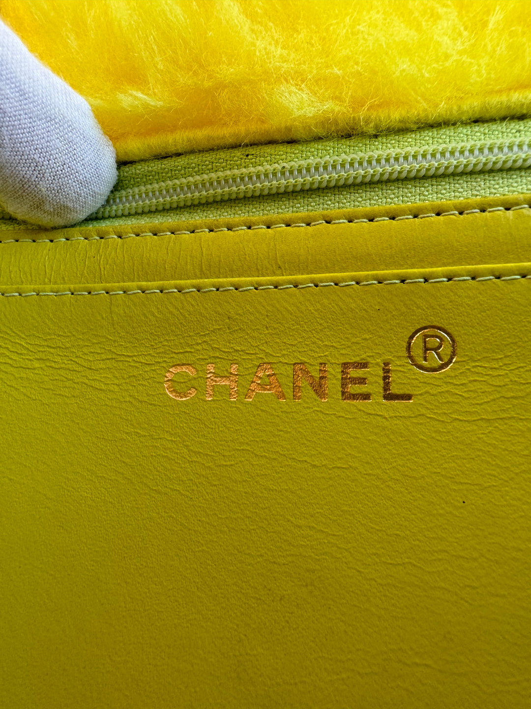 Chanel RARE Yellow 1994 Faux Fur Kelly