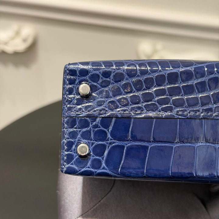 Hermès Mini Kelly 20 Niloticus Crocodile Bleu Saphir Palladium Hardware