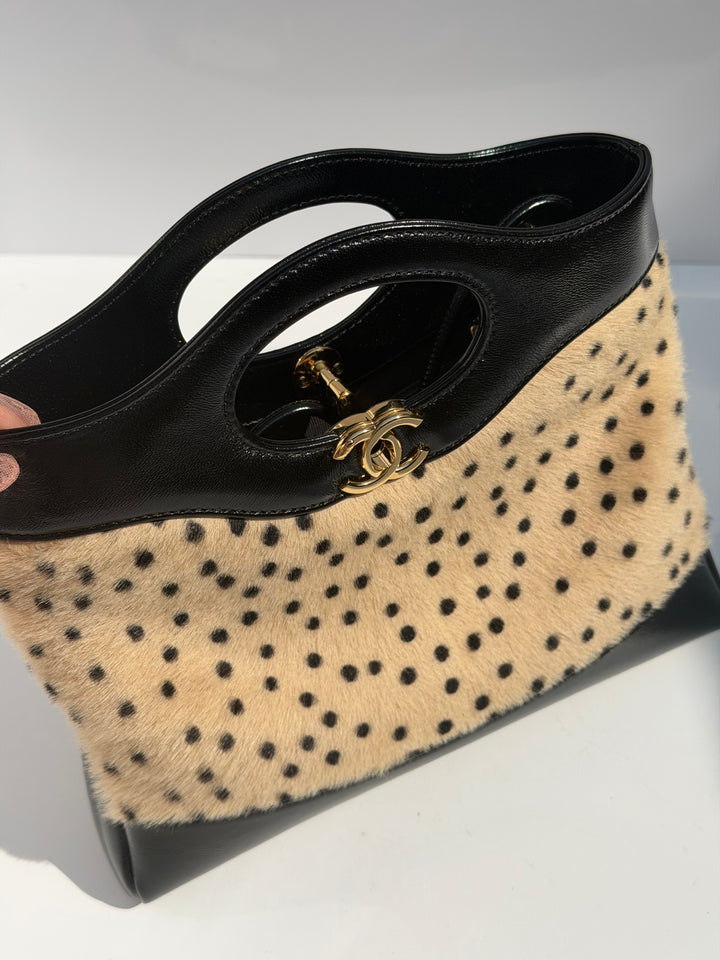 Chanel 31 Mini Shopper Cheetah Print Pony Hair & Black Shiny Lambskin Gold Hardware Métiers d’Art 2026