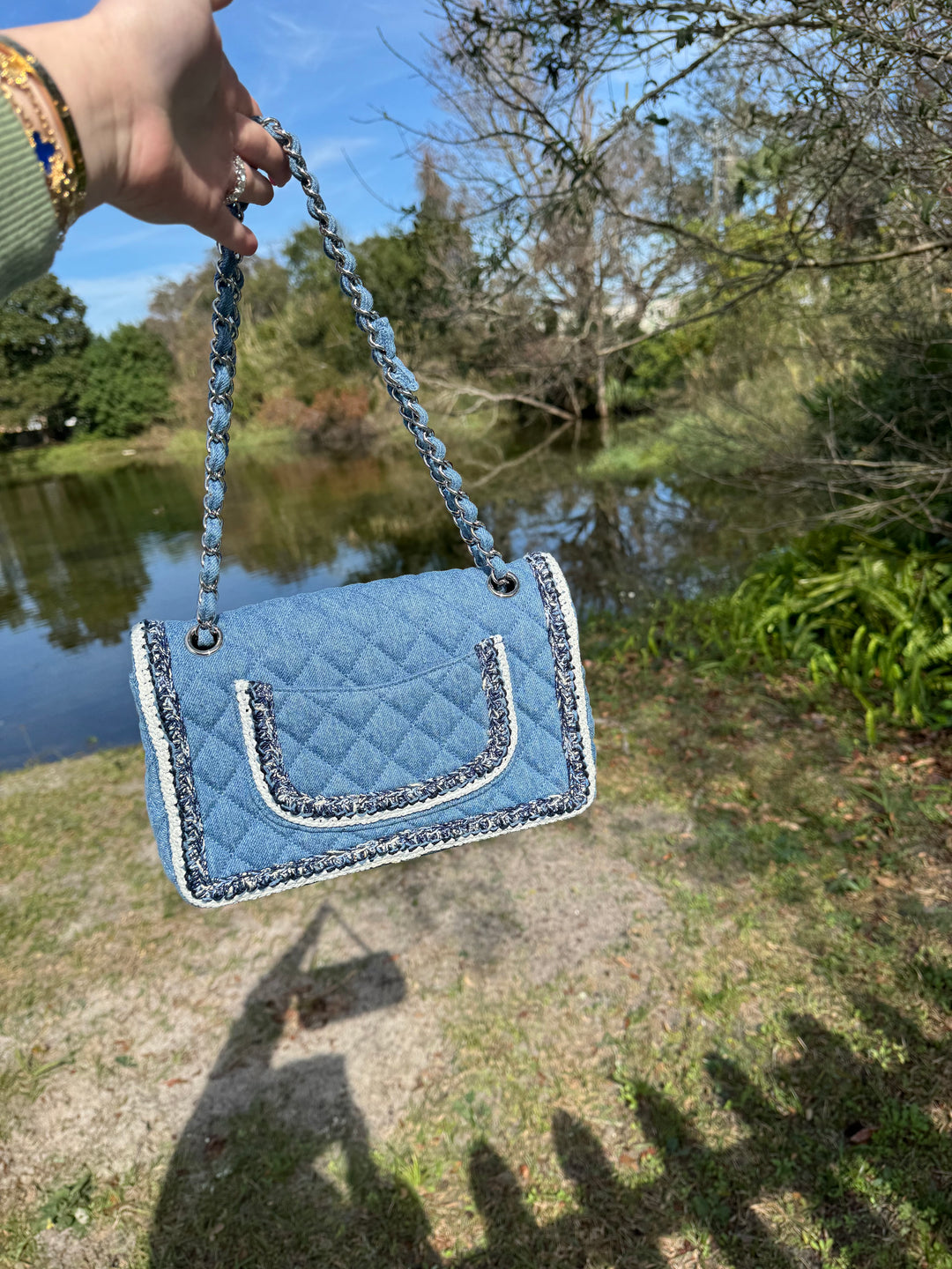 Chanel Medium Denim Braided Single Flap