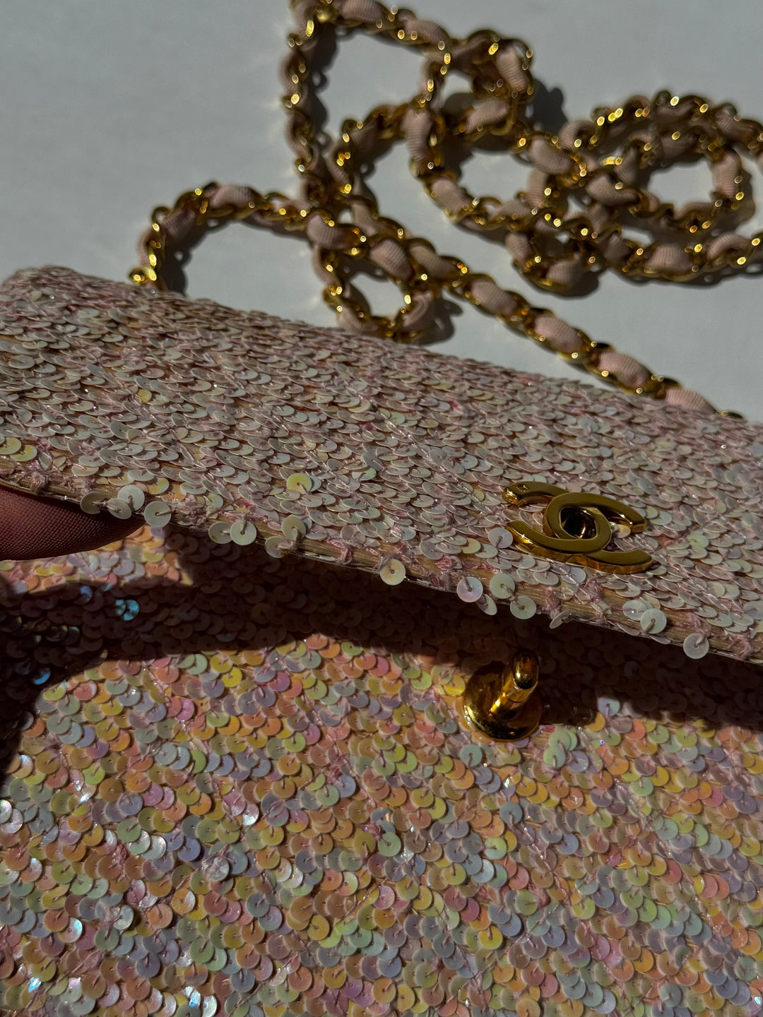 Chanel 1992 Medium Pink Sequin Flap Bag