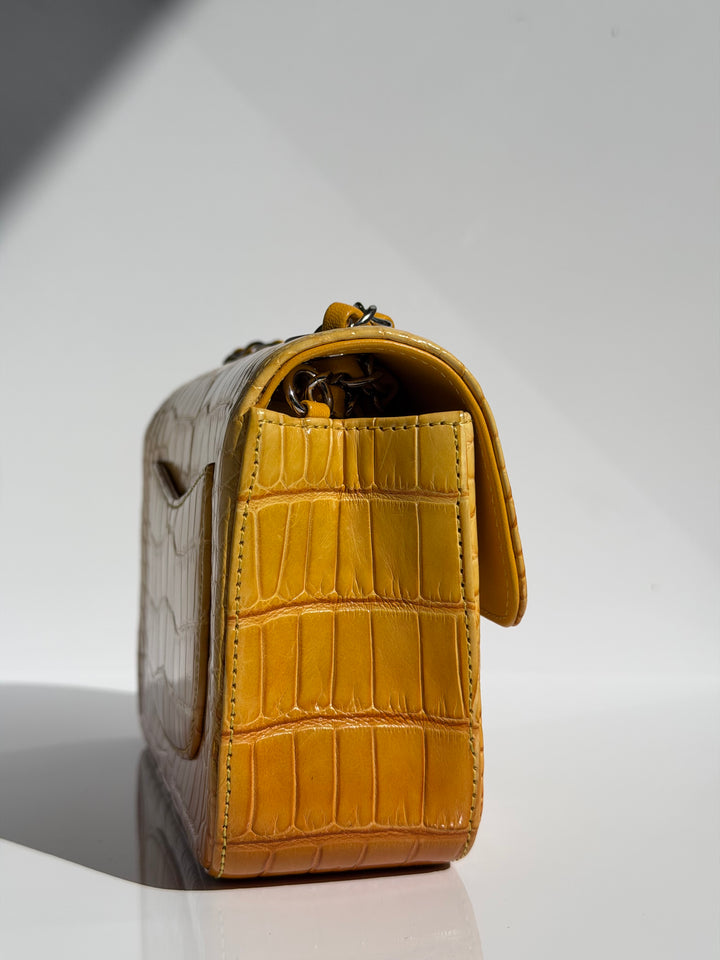 Chanel Mini Flap Orange & Yellow Ombre Alligator Silver Hardware 2014