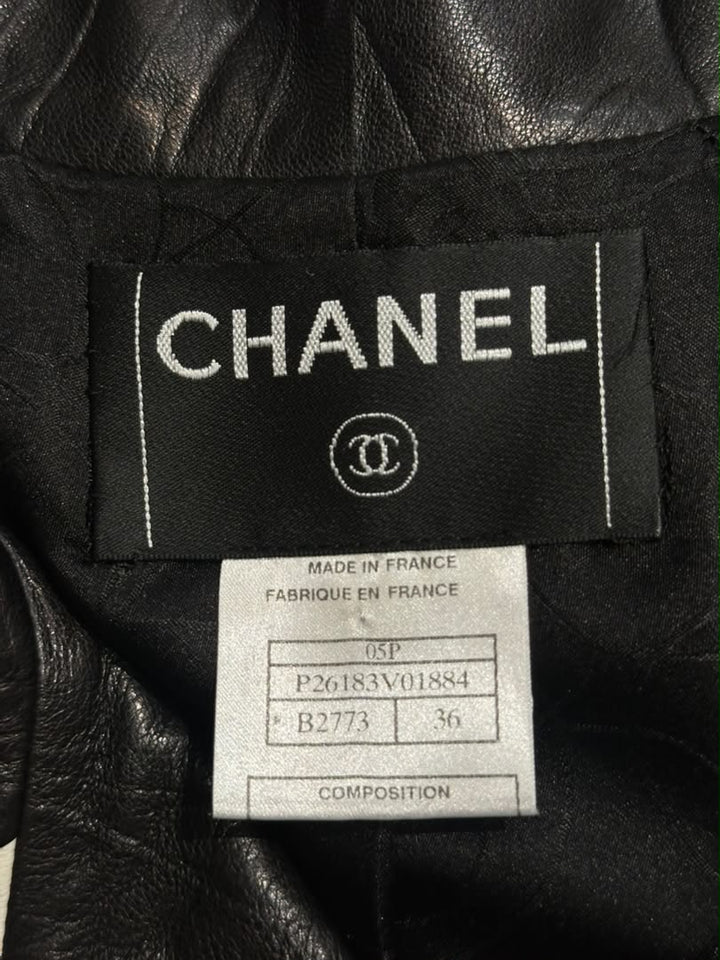 Chanel CC Black & White Leather Runway Trench Coat 2005