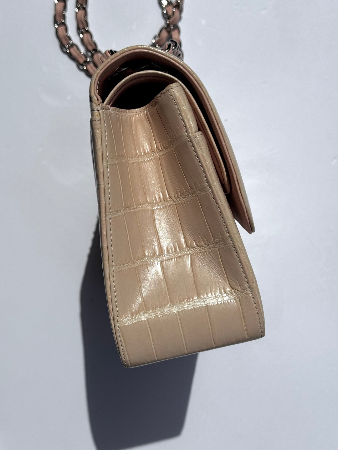 Chanel Jumbo Pink Alligator Double Flap Bag