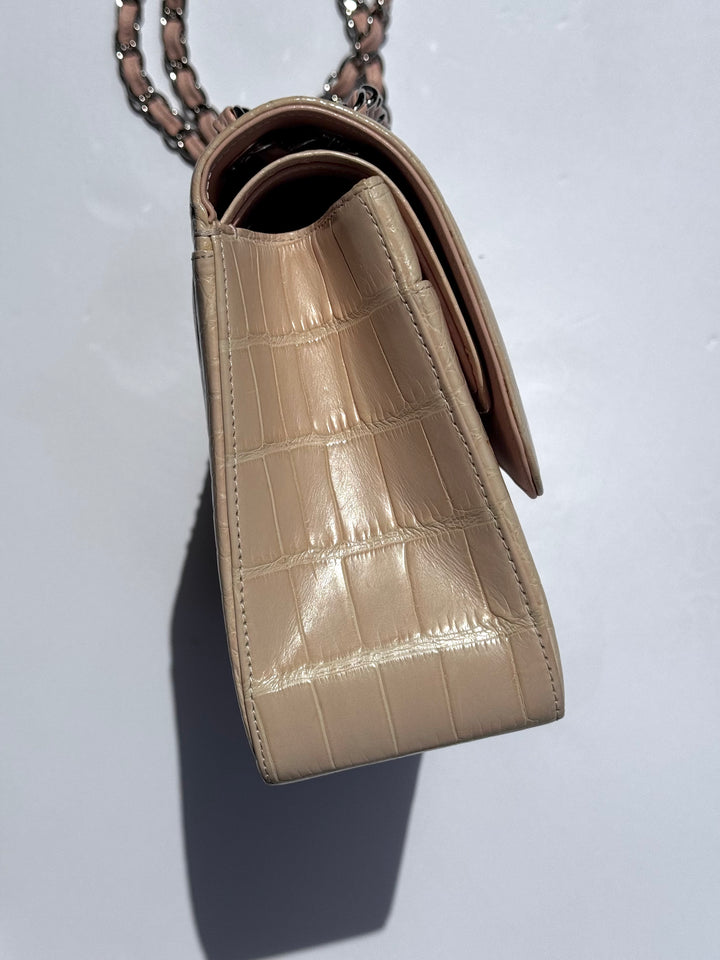 Chanel Jumbo Pink Alligator Double Flap Bag