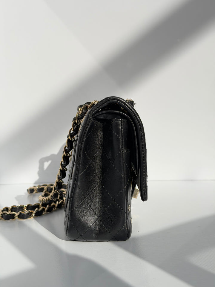 Chanel Medium Reissue 2.55 Flap Bag Black Leather Gold Hardware Punk Charms 2007