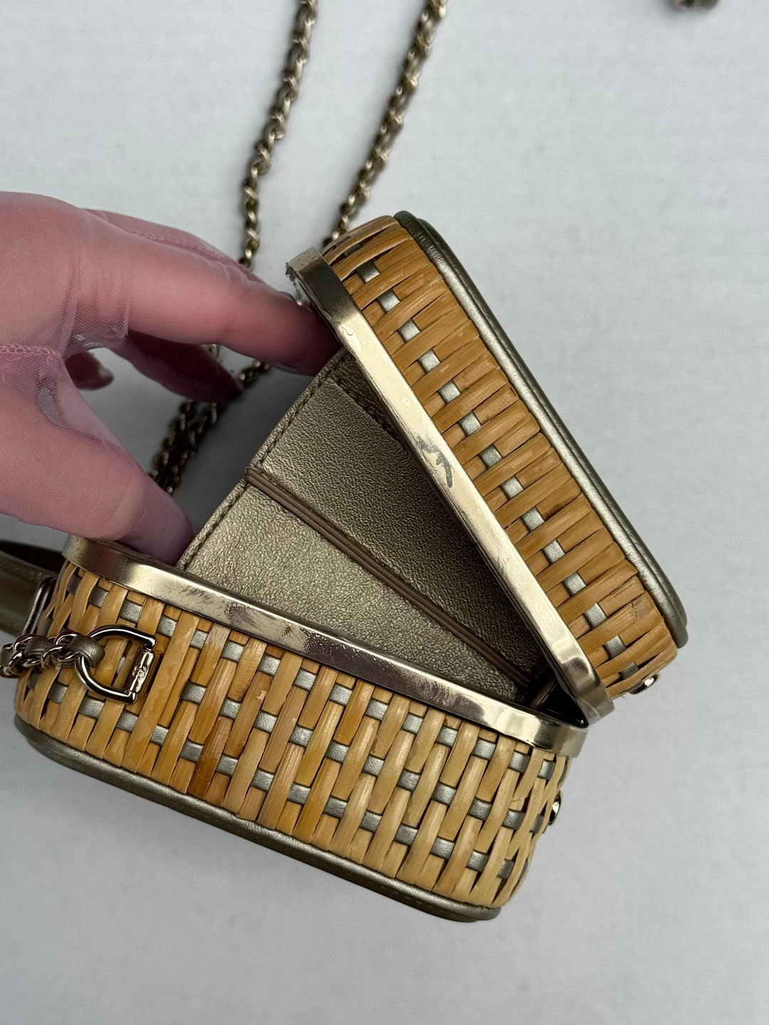 Chanel 2019 Small Gold Wicker Vanity