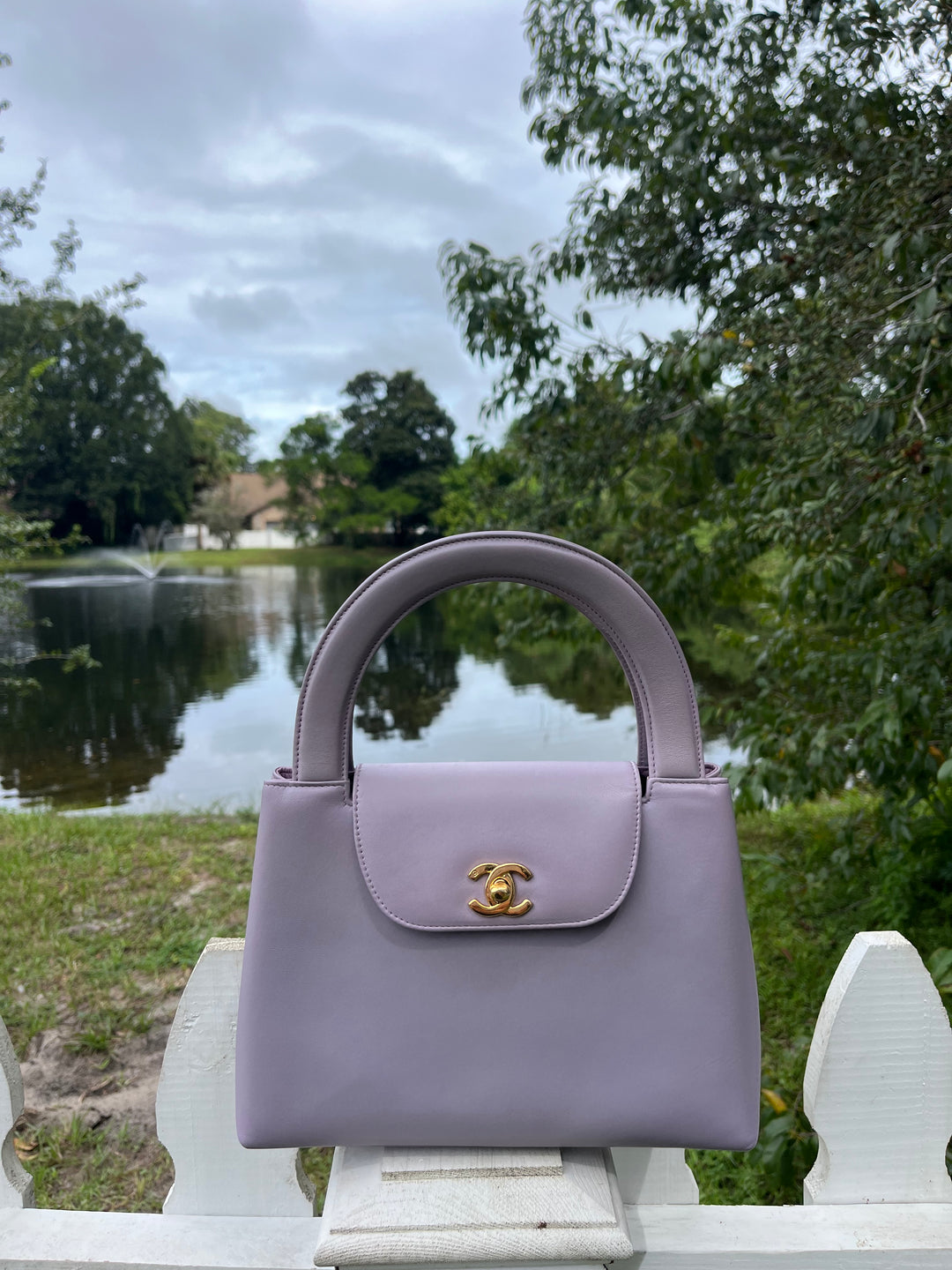 Chanel Vintage Medium Lilac  Lambskin Kelly Top Handle