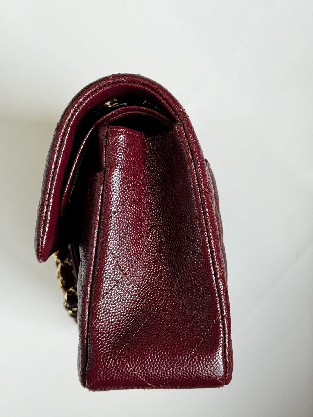 Chanel 21b Small Burgundy Caviar Double Flap