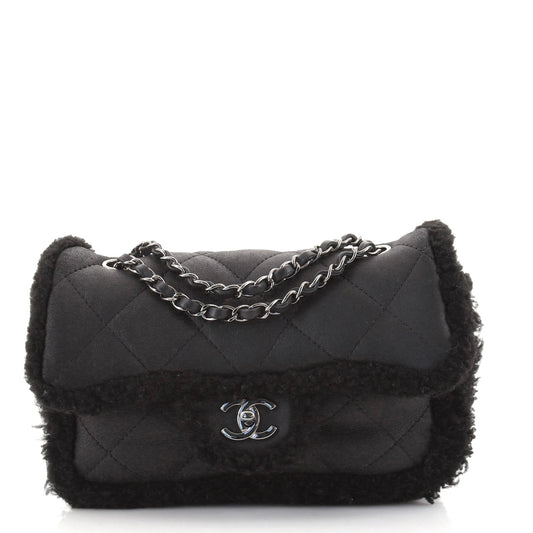 Chanel Medium Black Shearling Coco Neige Flap
