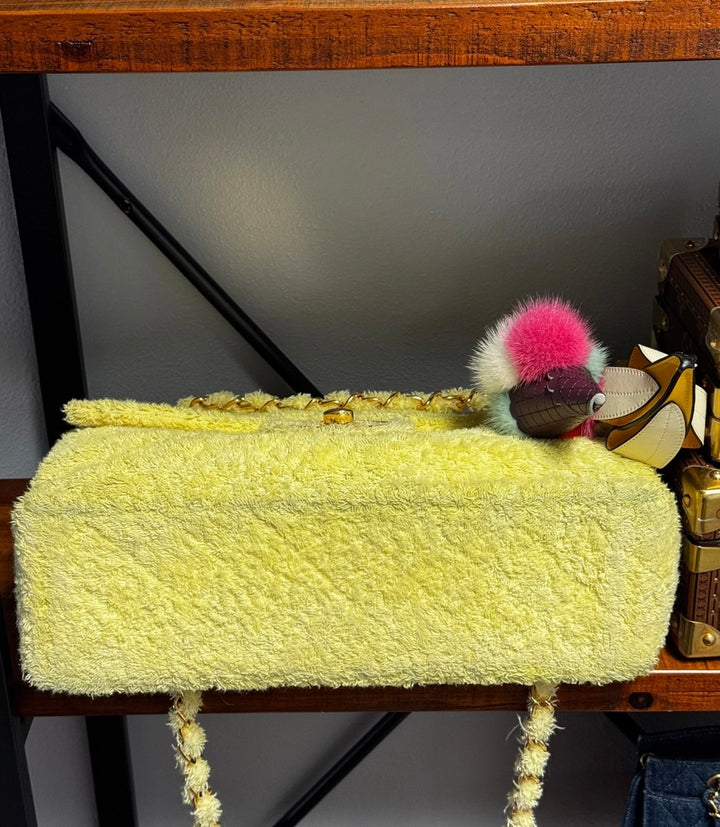 Chanel Yellow Terry Cloth Vintage Maxi Flap Bag