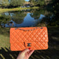 Chanel 21S Orange Neon Lambskin Medium Flap Bag