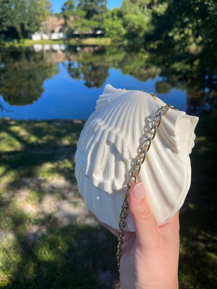 Chanel 19S White Runway Shell Minaudiere