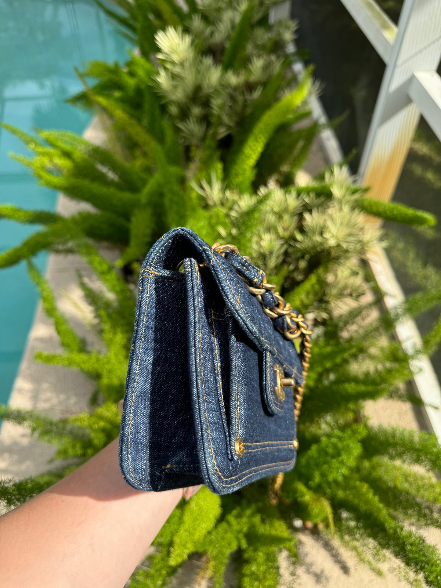 Chanel 23A Blue Denim Double You Crossbody