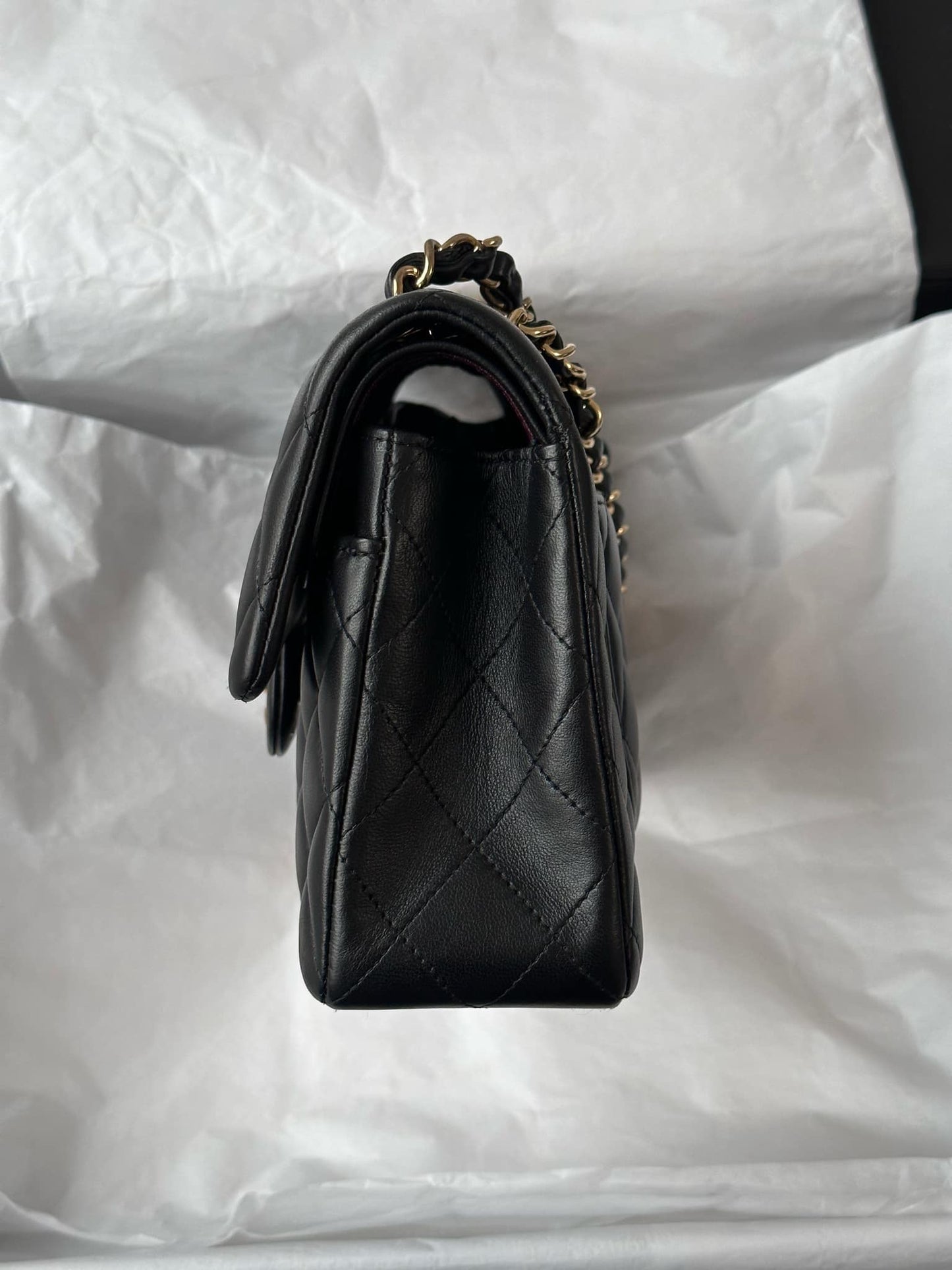 Chanel Small Black Lambskin Classic Flap Bag + GHW