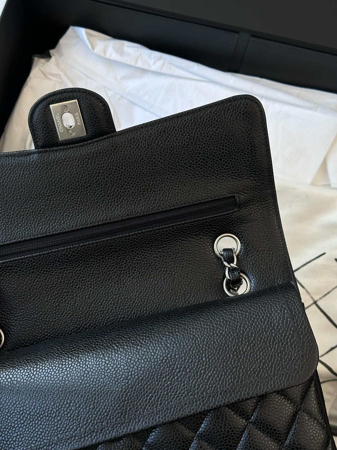 Chanel Black Medium Caviar Double Flap Bag SHW