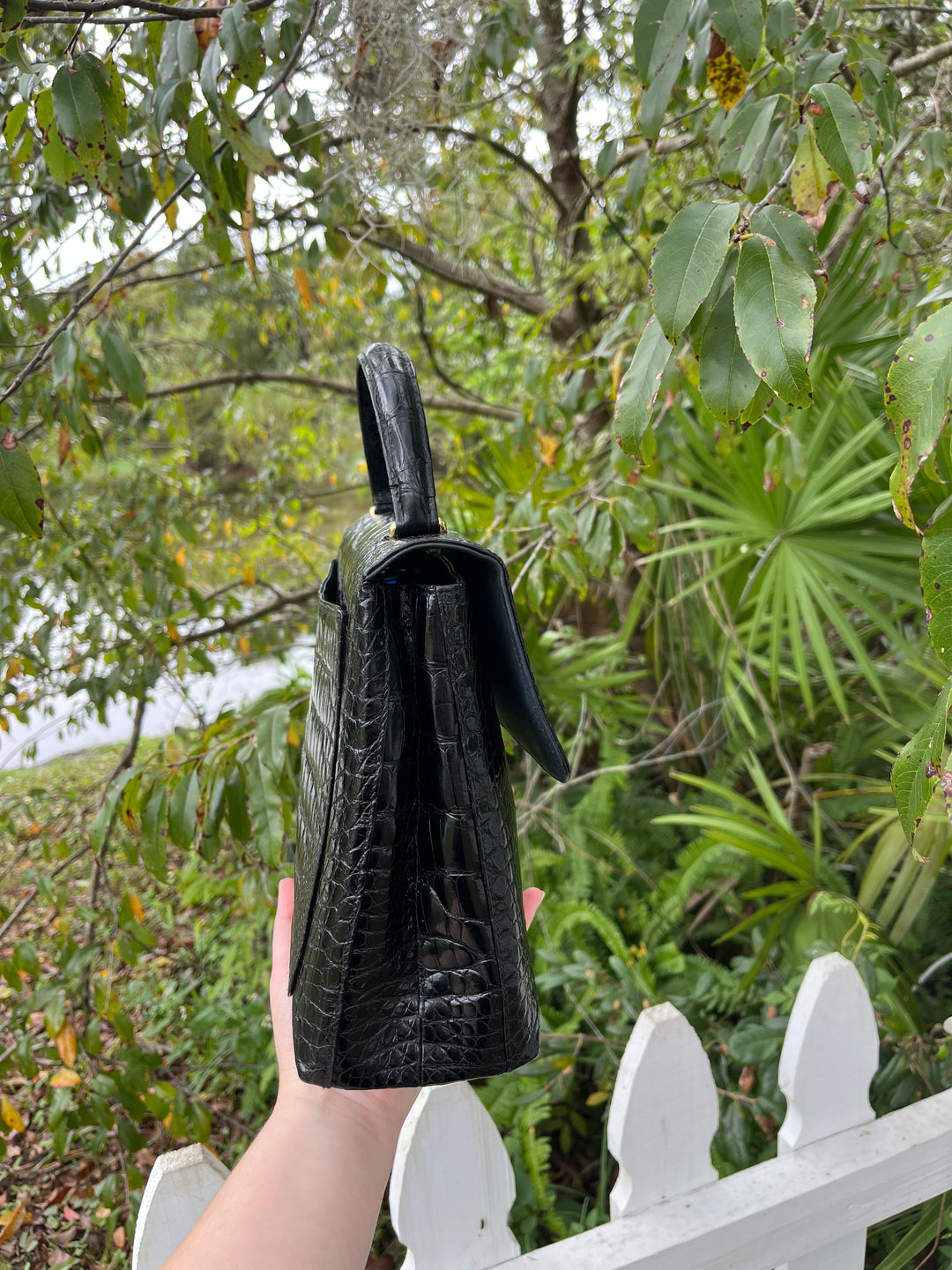 Chanel Vintage Large Crocodile Top Handle Flap Bag