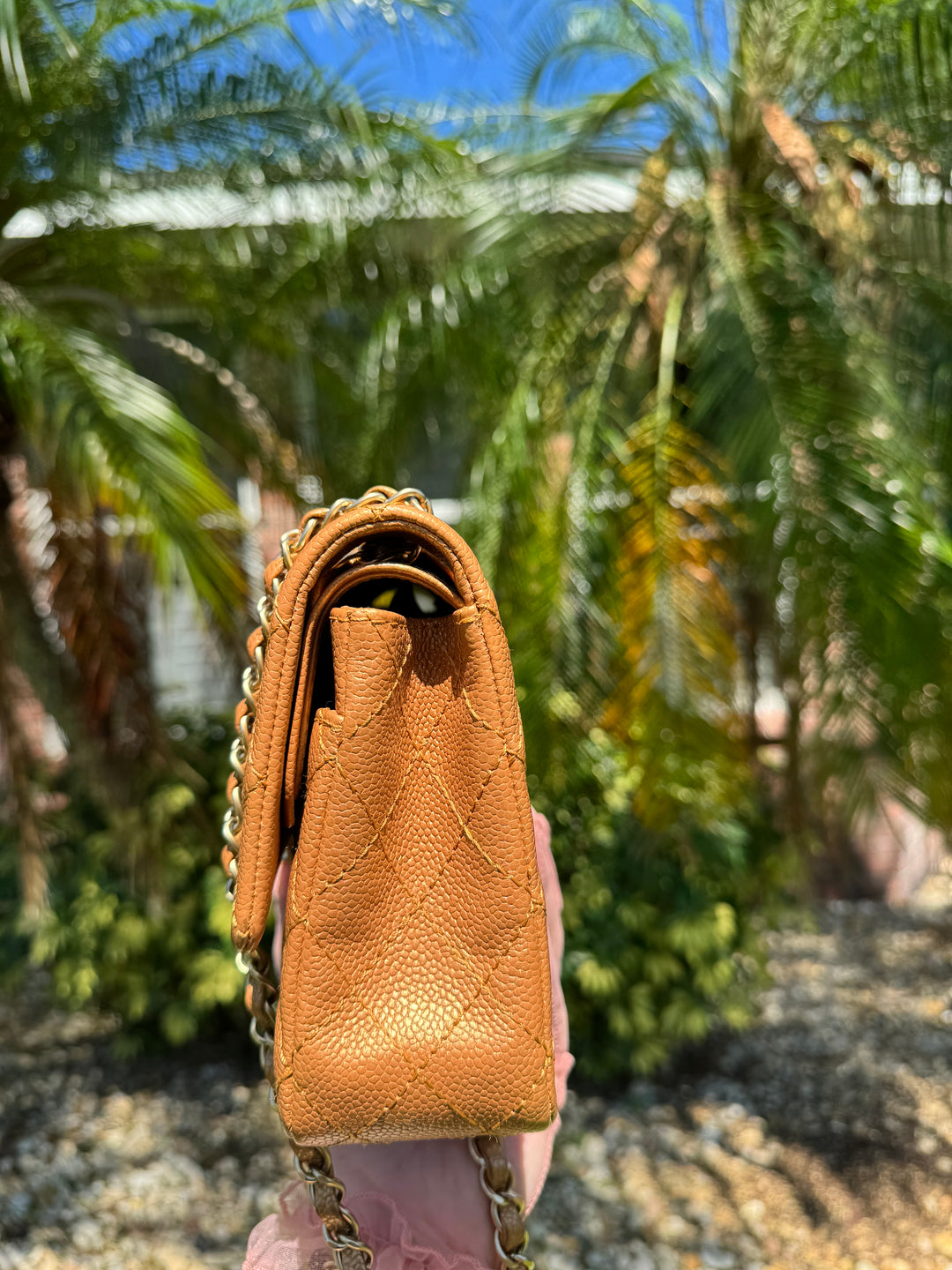 Chanel Copper Gold Metallic Medium Caviar Double Flap Bag