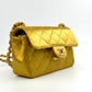 Chanel Gold Satin Mini Rectangle Flap