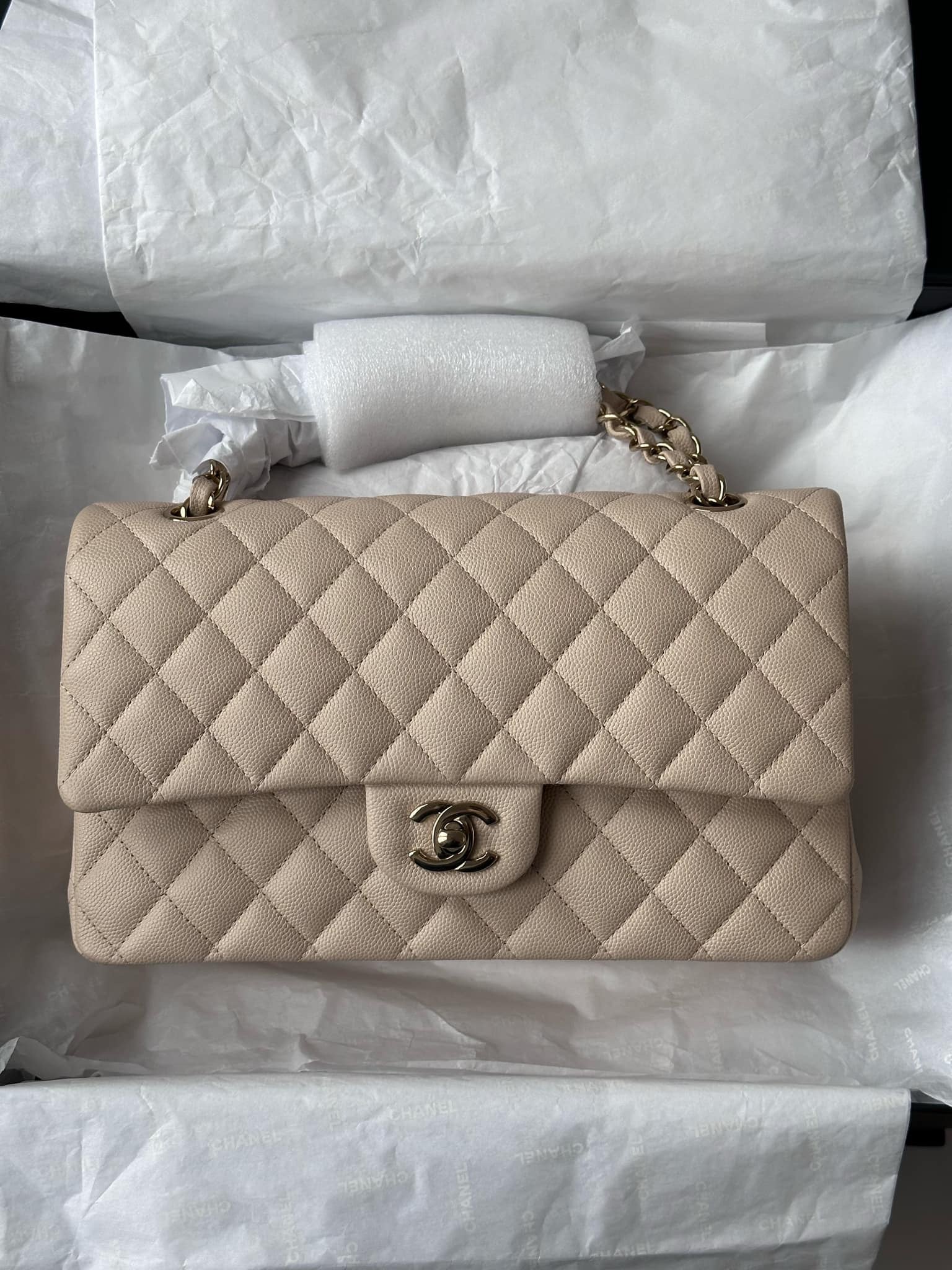 Chanel 23P Ecru Medium Caviar Double Flap Bag – Its A Luv Story