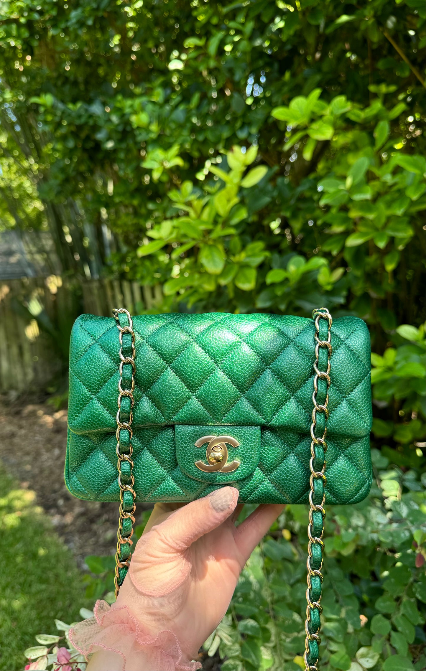 Chanel 18S Emerald Green Caviar Mini Flap Bag