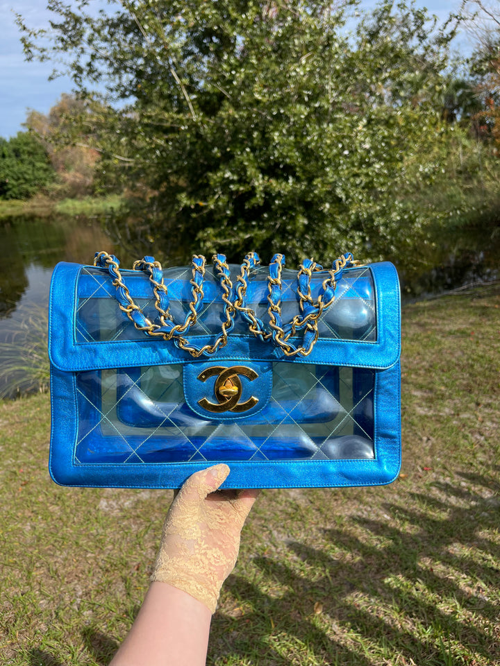 Chanel Iridescent PVC Maxi Lambskin Flap Bag