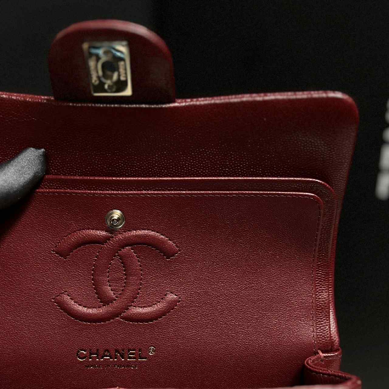Chanel 19b Burgundy Small Caviar Classic Flap