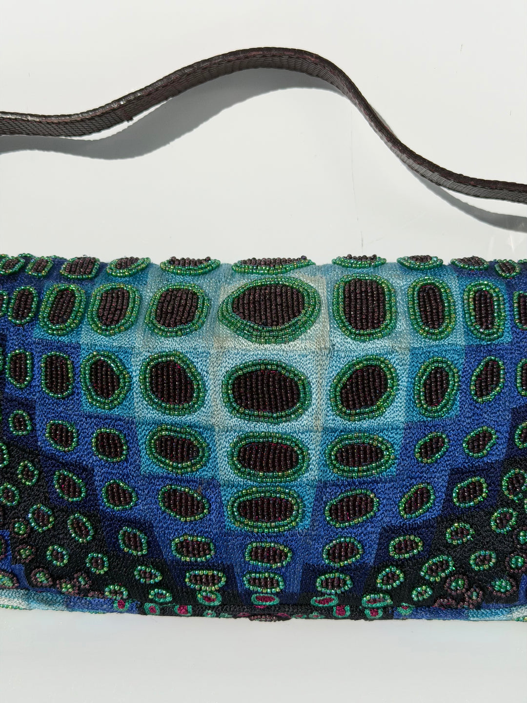 Fendi Victor Vasarely Beaded Baguette Python Trim Silver Hardware 2001