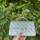 Chanel 21S Mini Metallic Silver Caviar Top Handle