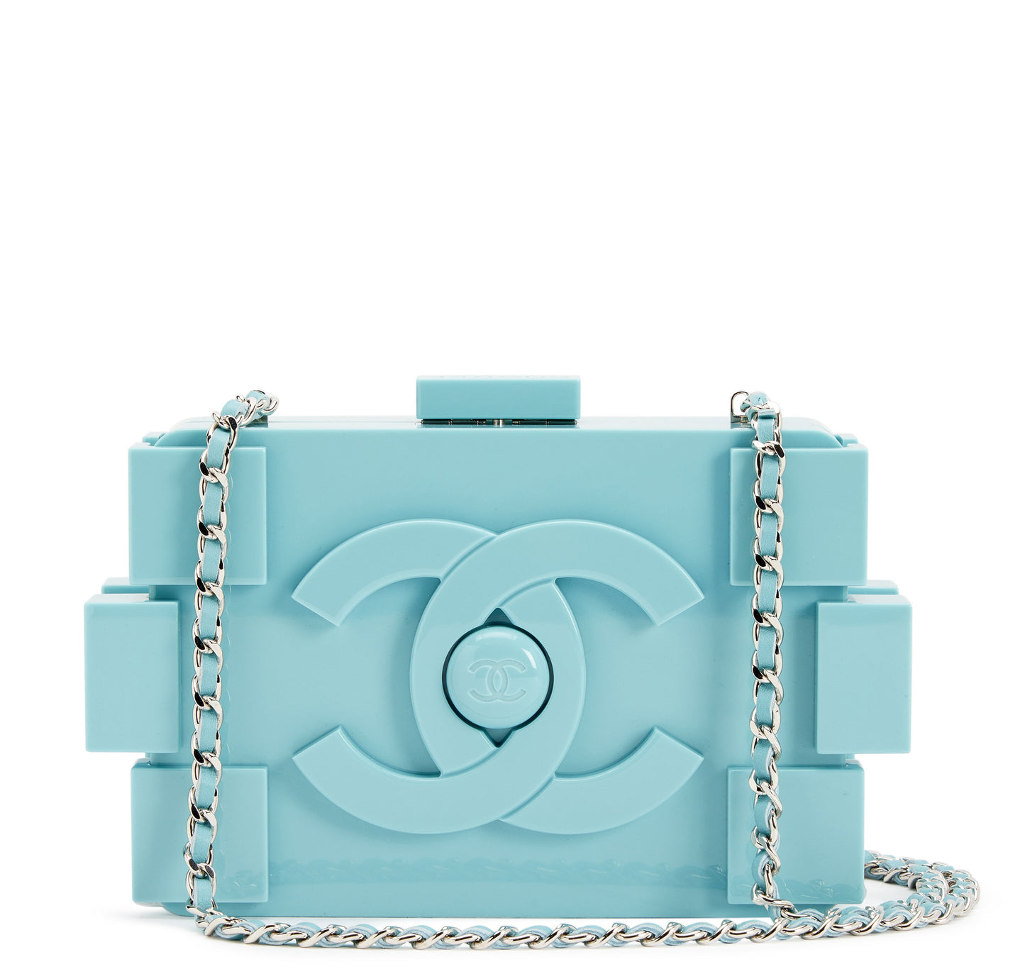 Chanel Baby Blue Plexiglass Lego Minaudiere
