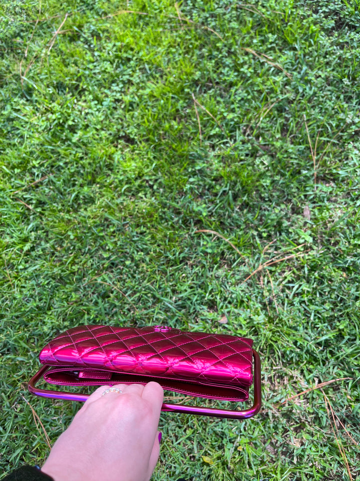 Chanel Classic Flap Patent Metallic Frame Clutch