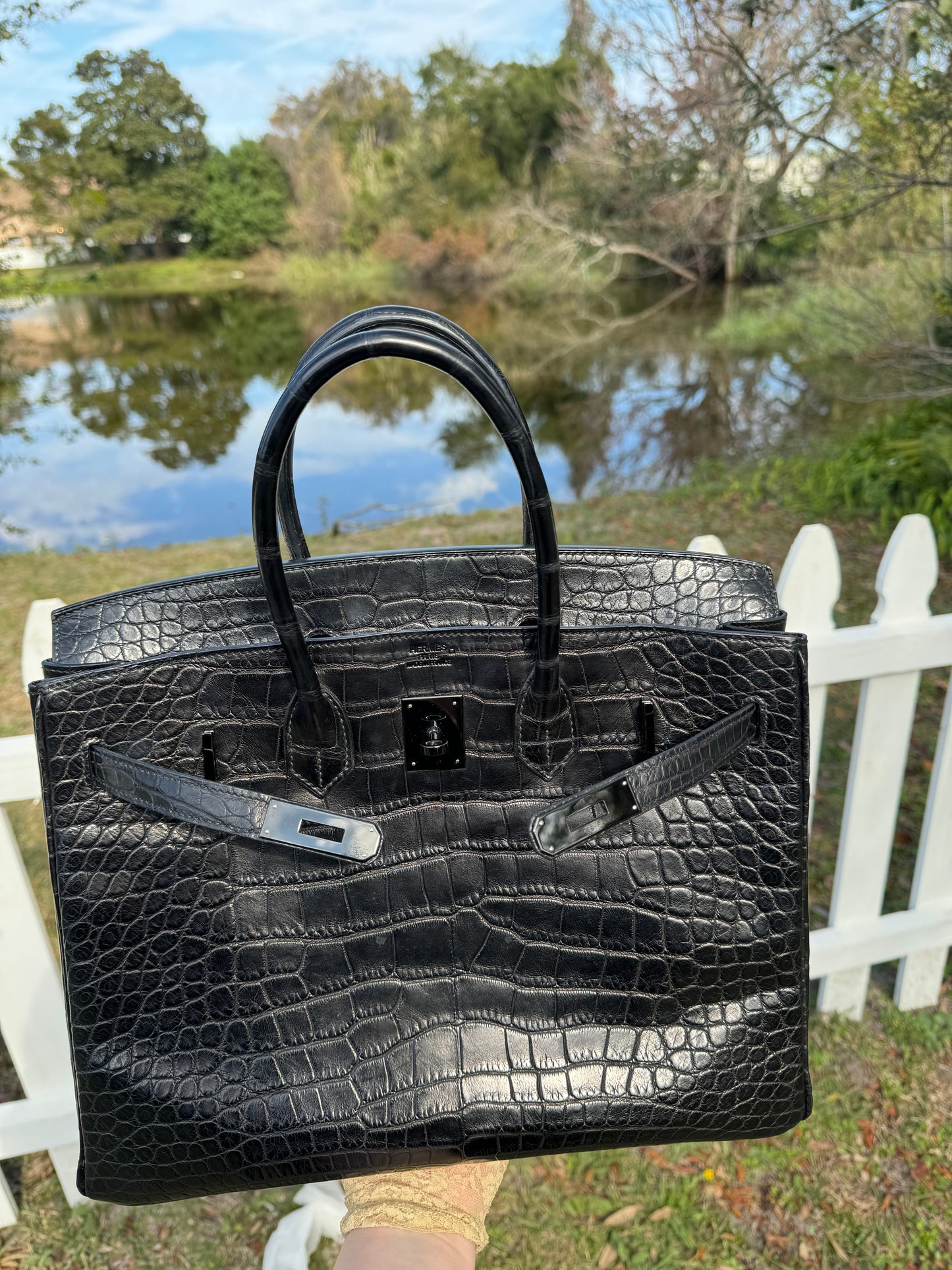 Hermes SO Black Matte Croc Birkin 35